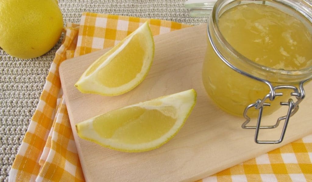 Lemons and a jar of lemon jam in Menton.